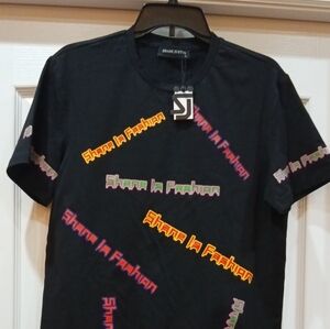 Shane Justin Graphic Tee - Black with Multicolor Logos